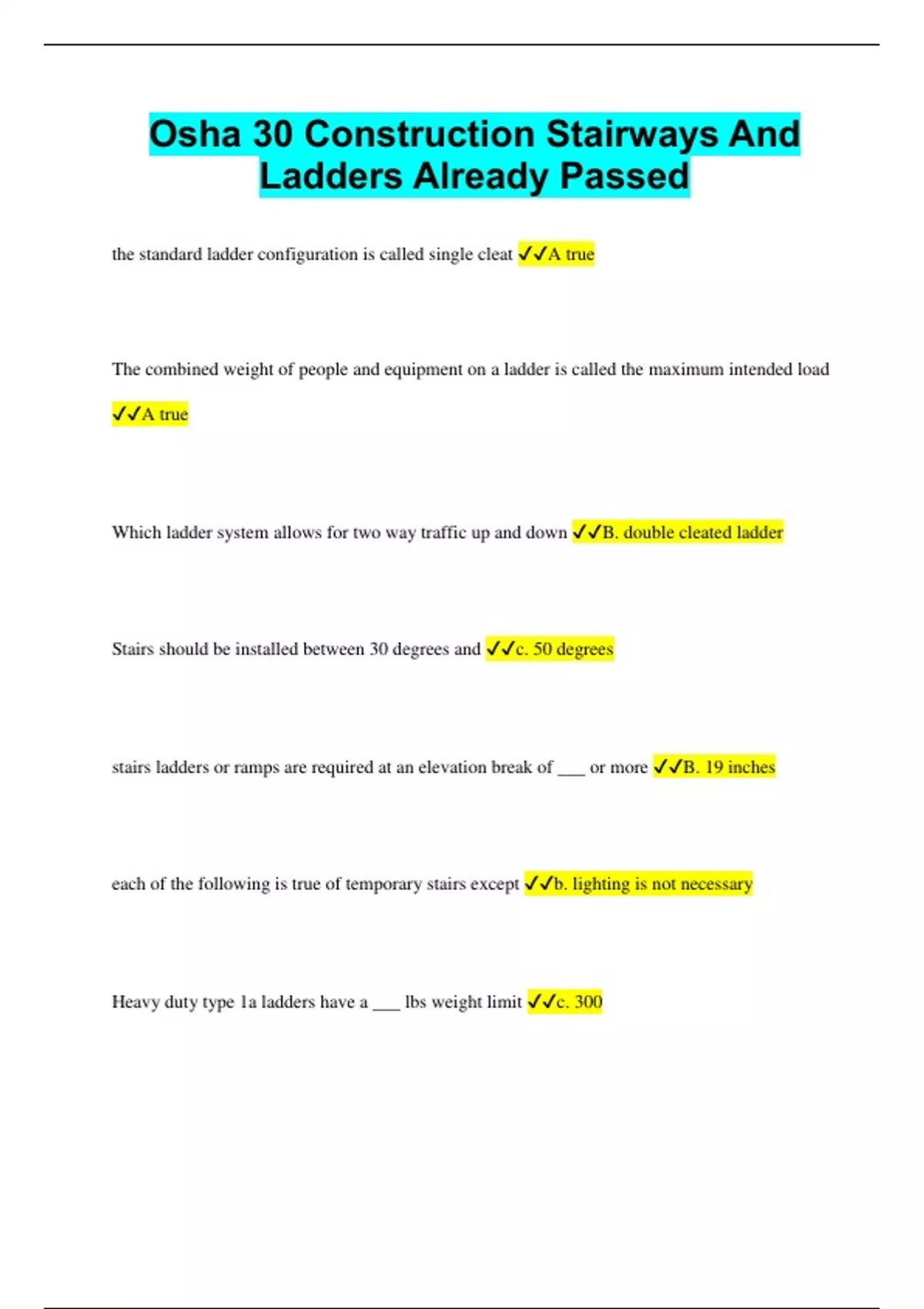 Osha 30 Construction Stairways And Ladders Already Passed - Osha 30 ...