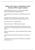 Biology 1107 Chapter 14 Mendelian Genetics Questions With Complete solutions
