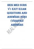 HESI Med Surg  V1 Exit Exam  Questions and  Answers 2023  (Verified  Answers