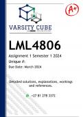 LML4806 Assignment 1 (ANSWERS) Semester 1 2024 - DISTINCTION GUARANTEED