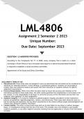LML4806 Assignment 2 (ANSWERS) Semester 2 2023 - DISTINCTION GUARANTEED (2 DIFFERENT ANSWERS PROVIDED)