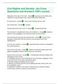 Civil Rights and Society&colon; Jim Crow Questions and Answers 100&percnt; correct