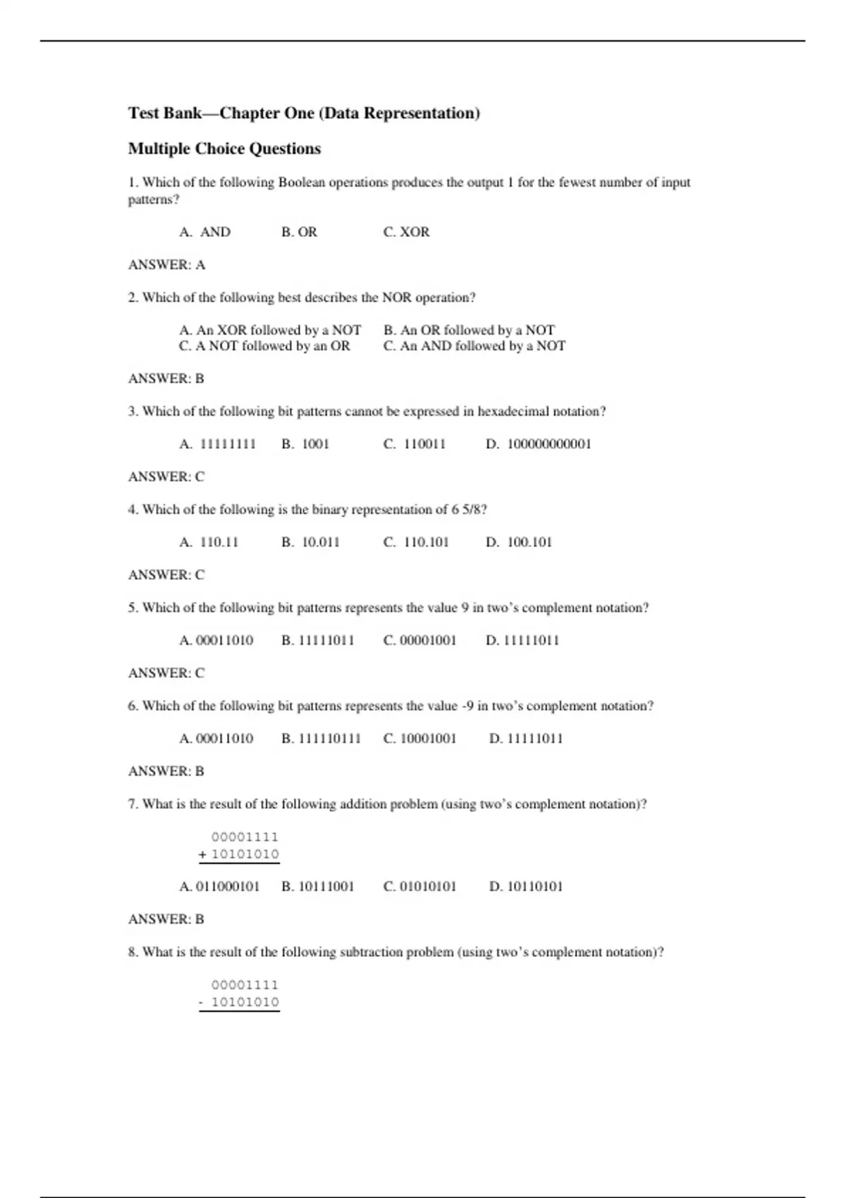 Test Bank For Computer Science: An Overview (12th Edition) 12th Edition ...