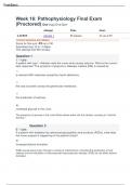 SCI 225 Pathophysiology - Week 16&colon; Pathophysiology Final Exam &lpar;Proctored&rpar; Score for this quiz&colon; 43 out of 50