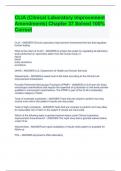CLIA &lpar;Clinical Laboratory Improvement Amendments&rpar; Chapter 37 Solved 100&percnt; Correct