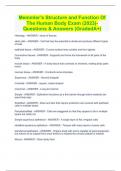 Memmler’s Structure and Function Of The Human Body Exam (2023)- Questions & Answers (GradedA+)