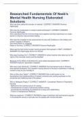 Researched Fundamentals Of Neeb’s Mental Health Nursing Elaborated  Solutions