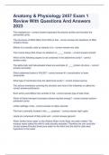Anatomy & Physiology 2457 Exam 1 Review With Questions And Answers 2023