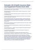 Colorado Life & Health Insurance State Law Supplement Practice Exam 2023