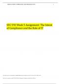 SEC 592 Week 5 Assignment: The Intent of Compliance and the Role of IT - Download Paper To Score An A