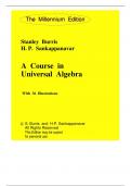 A Course in Universal Algebra Autor S. Burris and H.P. Sankappanavar
