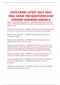 CSTR EXAM LATEST 2023-2024 REAL EXAM 180 QUESTIONS AND VERIFIED ANSWERS GRADE A