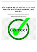 Med Surg Exit HESI Test Bank&sol; HESI Exit Exam Test Bank 2023-2024 Med Surg Exam Latest  VERSION