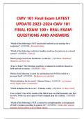 CWV 101 Final Exam LATEST UPDATE 2023-2024 CWV 101 FINAL EXAM 100+ REAL EXAM QUESTIONS AND ANSWERS 