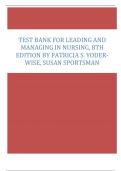 Test Bank For Leading and Managing in Nursing, 8th Edition by Patricia S. Yoder-Wise, Susan Sportsman 2023