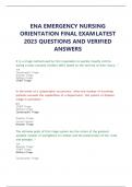 ENA EMERGENCY NURSING ORIENTATION FINAL EXAM LATEST 2023 QUESTIONS AND VERIFIED ANSWERS