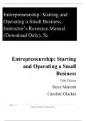 Solution Manual for Entrepreneurship Starting and Operating A Small Business 5th edition by Steve Mariotti, Caroline Glackin