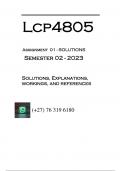 LCP4805 - ASSIGNMENT 1 SOLUTIONS (SEMESTER 02 - 2023)