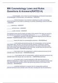 MN Cosmetology Laws and Rules Questions & Answers&lpar;RATED A&rpar;
