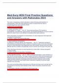 Med-Surg HESI Final Practice Questions and Answers with Rationales 2023