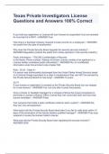 Texas Private Investigators License Questions and Answers 100&percnt; Correct