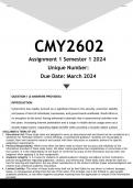 CMY2602 Assignment 1 (ANSWERS) Semester 1 2024 -  DISTINCTION GUARANTEED
