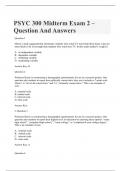 PSYC 300 Midterm Exam 2 &ndash; Question And Answers