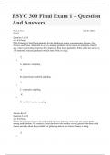 PSYC 300 Final Exam 1 &ndash; Question And Answers