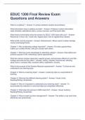 EDUC 1300 Final Review Exam Questions and Answers