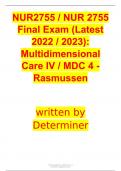 NUR2755 &sol; NUR 2755 Final Exam &lpar;Latest 2021 &sol; 2022&rpar;&colon; Multidimensional Care IV &sol; MDC 4 - Rasmussen