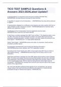 TICO TEST SAMPLE Questions & Answers 2023-2024Latest Update&excl;&excl;