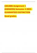 LML4806 Assignment 1 (ANSWERS) Semester 2 2023 - GUARANTEED DISTINCTION Good grades.