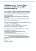 TICO Supervisor&sol; Manager Exam Questions And Answers 100&percnt; Correct&lpar;VERIFIED&rpar;