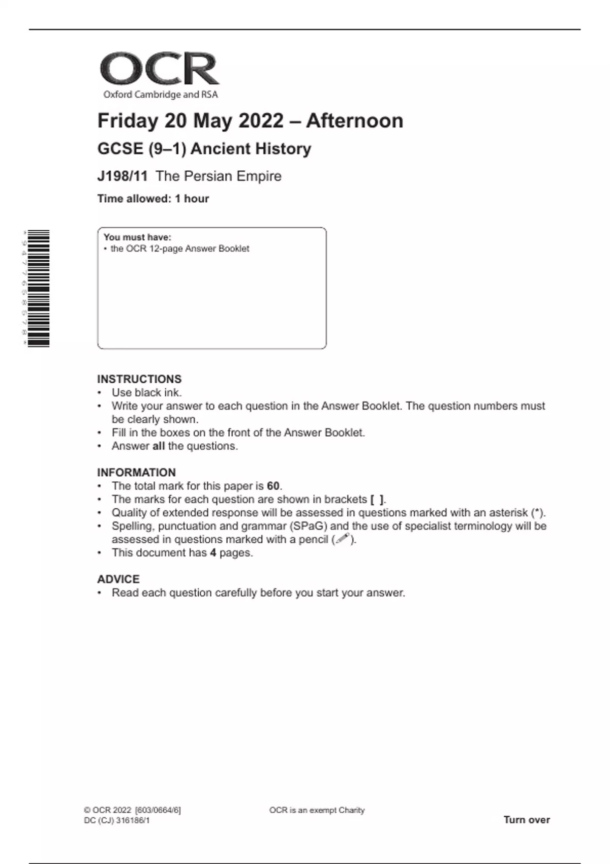 OCR GCSE (91) Ancient History J19811 The Persian Empire Questions and