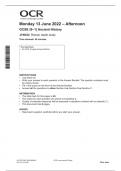 OCR GCSE (9-1) Ancient History J198/22 Roman depth study Paper Questions + Mark Scheme JUNE 2022
