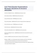 CLE Third Quarter Examinations Reviewer Questions & Answers 2023/2024