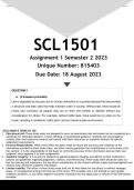 SCL1501 Assignment 1 (ANSWERS) Semester 2 2023 (815403) - DISTINCTION GUARANTEED (2 ANSWERS PROVIDED)