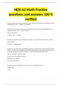 HESI A2 Math Practice questions and answers 100 % verified