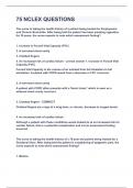 75 NCLEX QUESTIONS &vert;UPDATED&VERIFIED&vert;100&percnt; SOLVED&vert;GUARANTEED SUCCESS