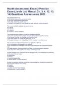 Health Assessment Exam 2 Practice Exam (Jarvis Lab Manual Ch. 3, 4, 12, 13, 14) Questions And Answers 2023