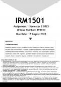  IRM1501 Assignment 1 (ANSWERS) Semester 2 2023 - DISTINCTION GUARANTEED.