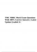 TMC NBRC Final Exam Questions With Correct Answers &vert; Latest Update Graded A&plus;