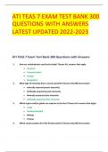 ATI TEAS 7 EXAM TEST BANK 300 QUESTIONS WITH ANSWERS LATEST UPDATED 2022-2023  GRADED A +