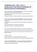 CRIMINOLOGY: UNIT 3 AC1.1 (EVALUATE THE EFFECTIVENESS OF INVESTIGATIVE PERSONNEL)|UPDATED&VERIFIED|100% SOLVED|GUARANTEED SUCCESS