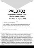 PVL3702 Assignment 1 (ANSWERS) Semester 2 2023 (698664) - DISTINCTION GUARANTEED (4 DIFFERENT ANSWERS INCLUDED)