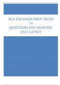 NLN PAX EXAM PREP: MATH  74 QUESTIONS AND ANSWERS 2023 LATEST