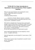 NURS 403 Ch.2 Quiz Introduction to Quantitative Research Questions With Complete Solutions