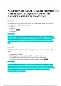 AGNP BOARD EXAM HEALTH PROMOTION ASSESSMENT (52 QUESTIONS WITH ANSWERS AND EXPLANATIONS). 
