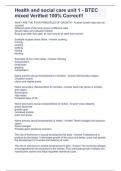 Health and social care unit 1 - BTEC mixed Verified 100&percnt; Correct&excl;&excl;