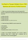 Test Bank for Therapist Multiple-Choice (TMC) Questions and Answers 2023 - 2024 (Verified Answers)
